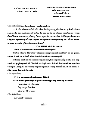Đề kiểm tra chất lượng đầu năm môn Ngữ văn Lớp 9 - Năm học 2016-2017 - Trường THCS Cao Viên (Có đáp án)